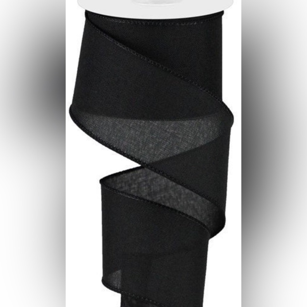 BLACK Ribbon Wired Edge 2.5” Royal Canvas. Gorgeous quality! Solid BLACK Ribbon